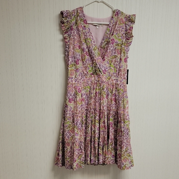 Taylor Dresses & Skirts - Taylor Pink and Green Floral Flutter Sleeve Womens Dress Sz Large New W/tags